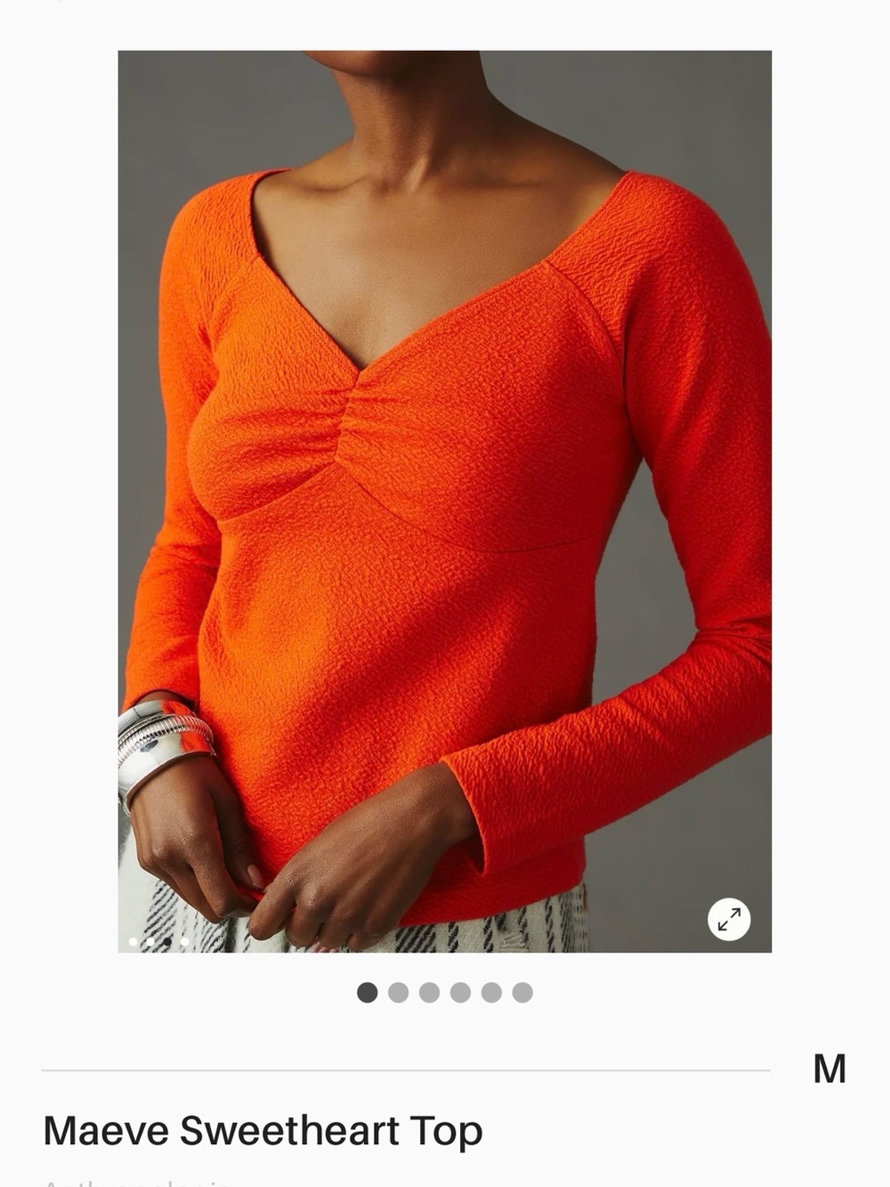 Anthropologie Maeve Sweetheart Textured Top NWT Medium Orange - Picture 4 of 4